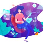 BSPOKE Software - Internet of things for business graphic showing woman connected