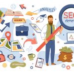 BSPOKE Software - Graphic showing man with basic SEO tools
