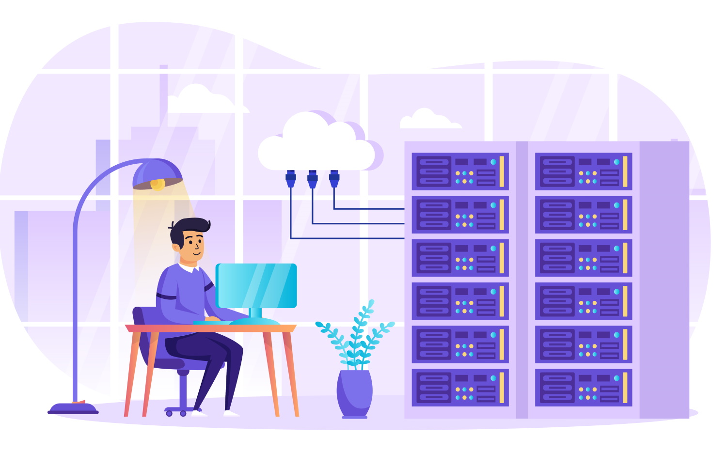 BSPOKE Software - Database System for business, graphic that shows a man in office with database system