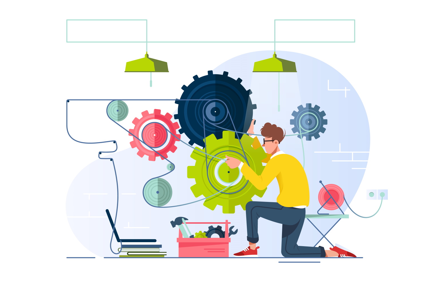 BSPOKE software - Graphic showing a software engineer to represent a software development partner